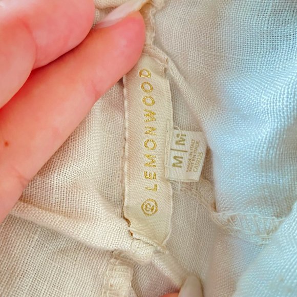 100% Linen, Cream/Tan/Beige, Beachy Wide Leg, Flowy Mom Pants - Size Medium - Picture 4 of 8